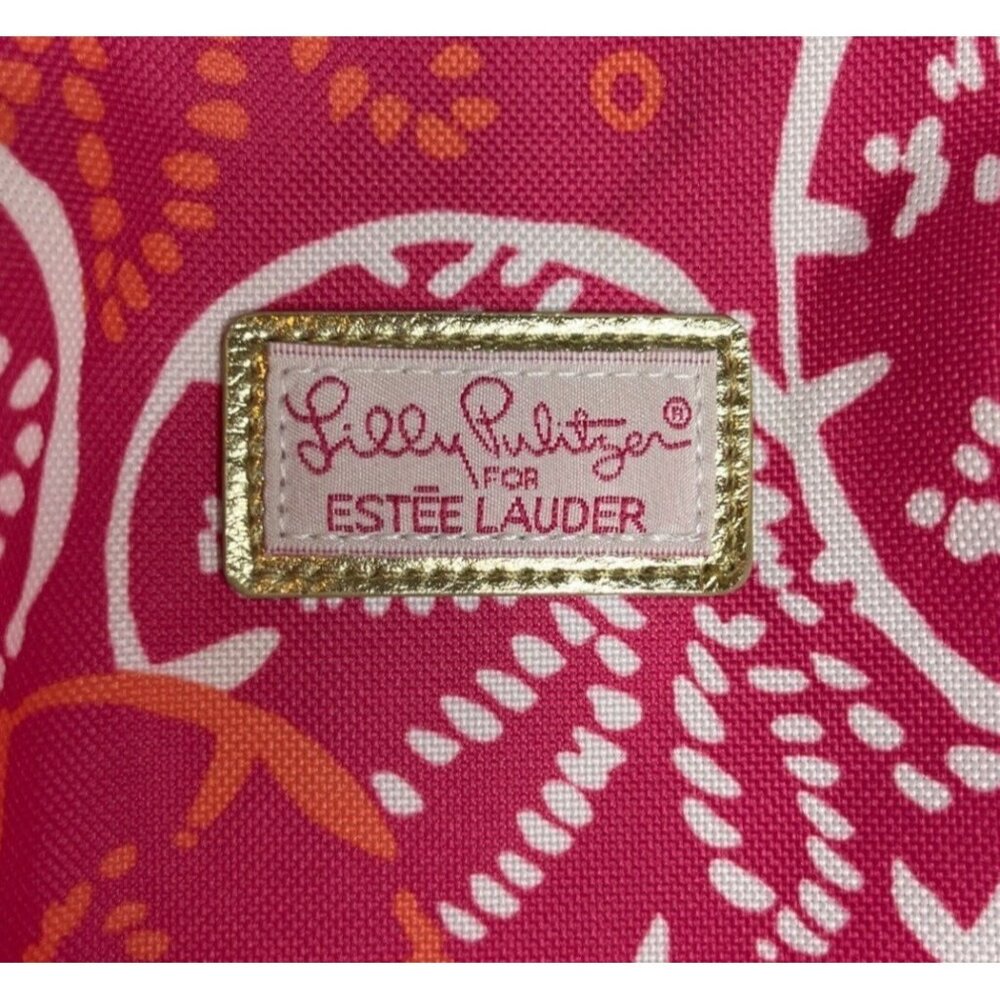 Lilly Pulitzer for Estee Lauder Sand Dollar Tote Bag Purse Pink Orange - Picture 7 of 9